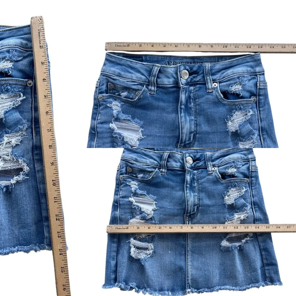 American Eagle Women’s 4 Light Wash Hi-Rise Mini Next Level Stretch X Jean Skirt